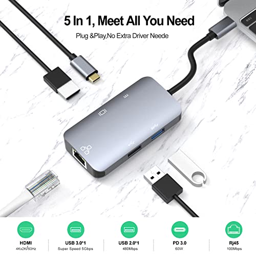 5-in-1 USB-C Hub Adapter with 4K HDMI