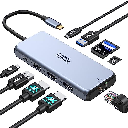 Dual HDMI USB-C Docking Station with 9 Ports