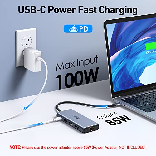 Dual HDMI USB-C Docking Station with 9 Ports
