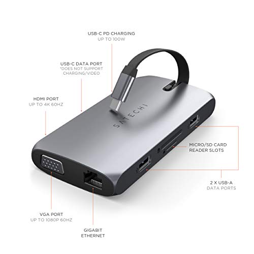 SATECHI 9-in-1 USB-C Multiport Adapter - Space Gray