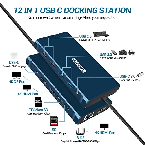 12-in-1 USB-C Docking Station with Dual HDMI