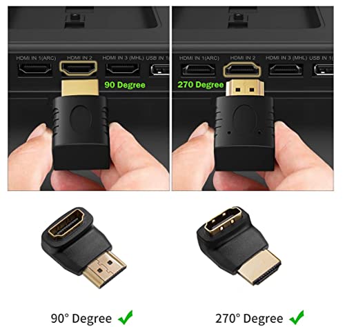2-Pack HDMI Right/Left Angle Adapters, 4K 3D