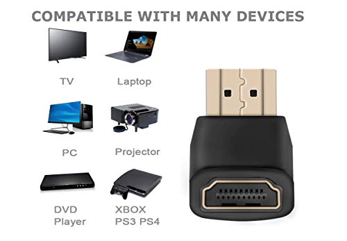 2-Pack HDMI Right/Left Angle Adapters, 4K 3D