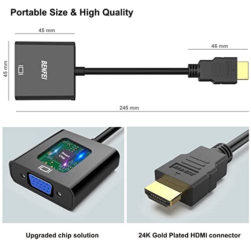 Gold-Plated HDMI to VGA Adapter, Male-Female