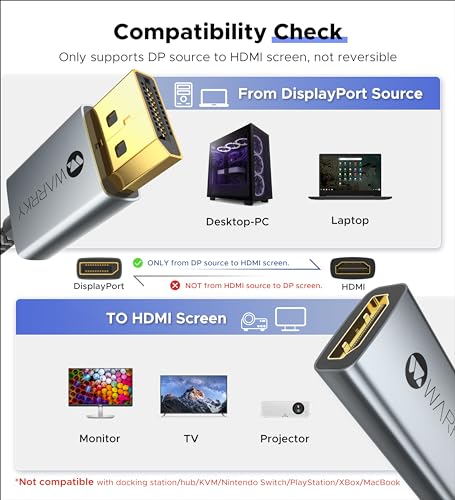 WARRKY 4K DisplayPort to HDMI Adapter 1440P