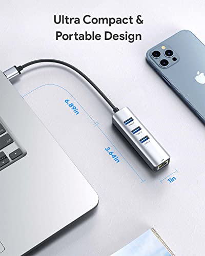 ABLEWE 4-in-1 USB-C Ethernet Adapter with 3 Ports