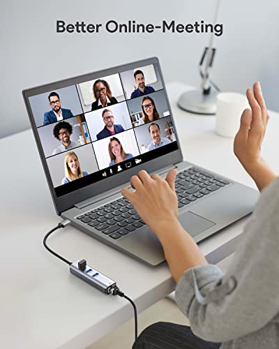 ABLEWE 4-in-1 USB-C Ethernet Adapter with 3 Ports