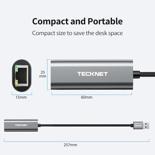 TECKNET USB-C Ethernet Adapter 1000Mbps Gigabit LAN