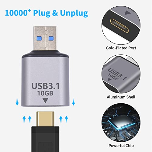 Maxhood USB-C to USB-A Adapter 10Gbps (2-Pack)