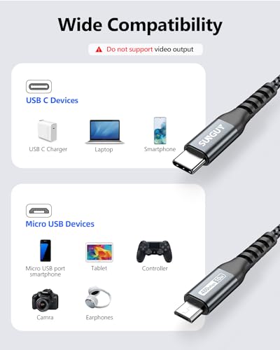 SUNGUY USB-C to Micro USB Cable 0.5M Grey