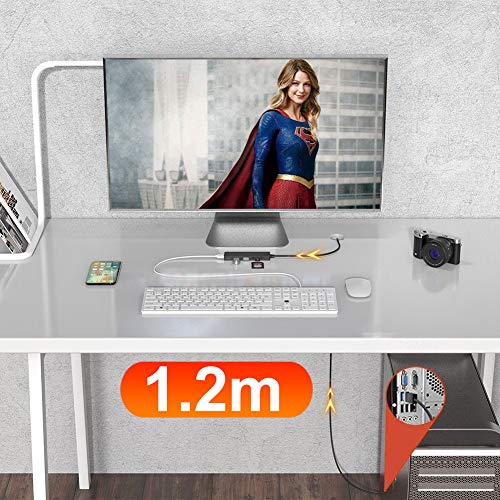 5-in-1 USB-C Hub with Card Reader & Extension