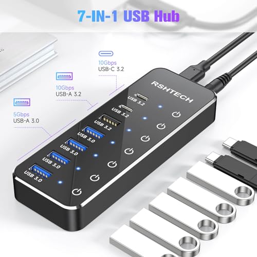 7-Port USB-C Hub with 10Gbps Data Transfer