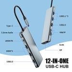 12-in-1 USB-C Hub for Dual/Triple Monitors