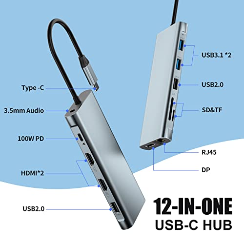 12-in-1 USB-C Hub for Dual/Triple Monitors