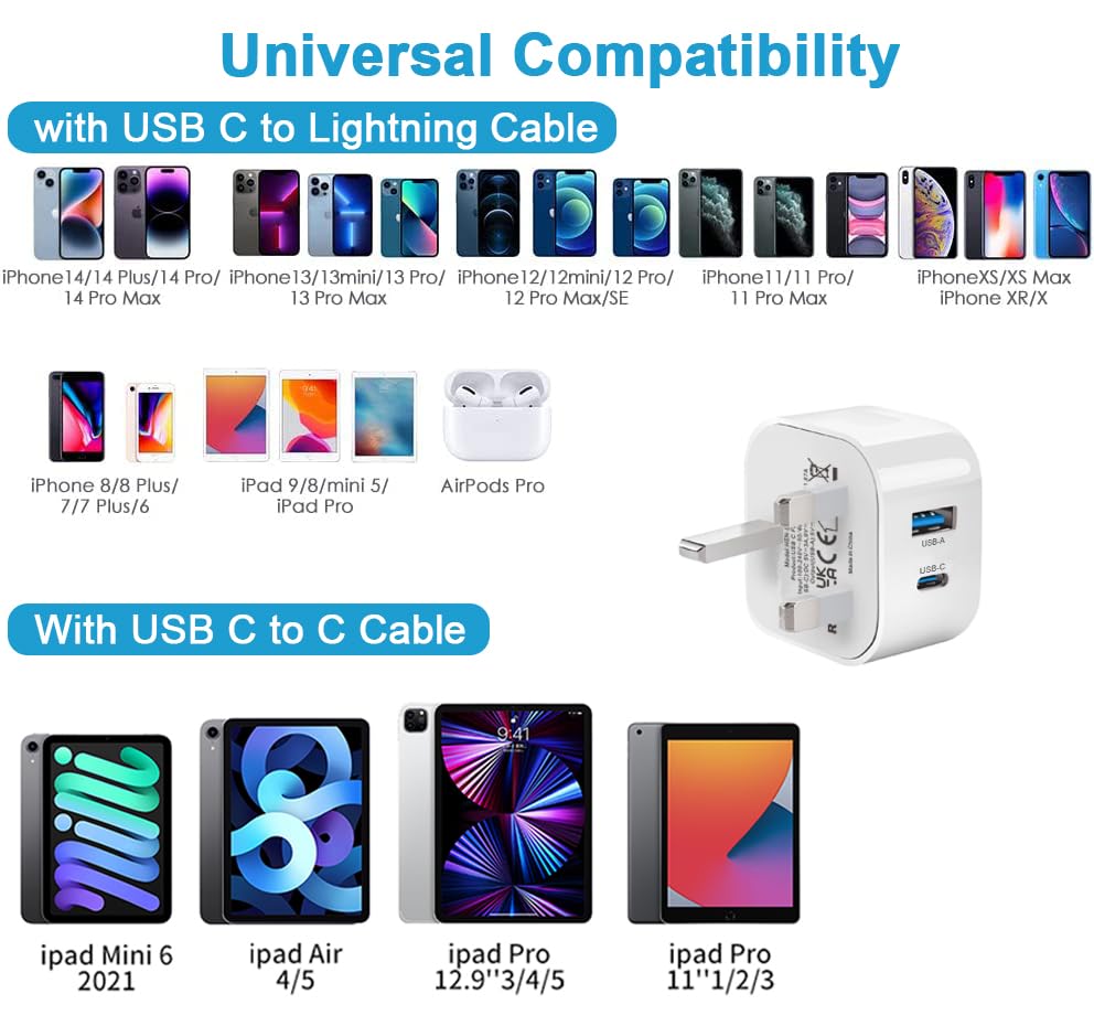 Bediaca Dual Port USB-C Fast Charger Adapter