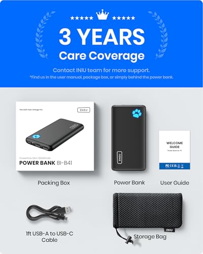INIU 10,000mAh Slim USB-C Portable Power Bank