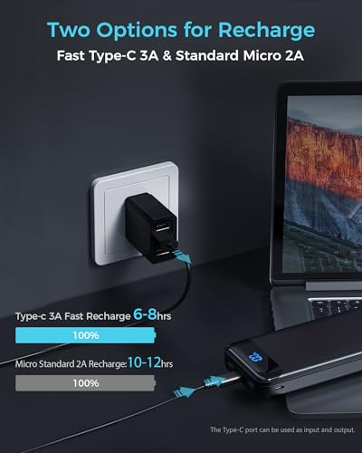 Enerwow Power Bank Fast Charging Portable Charger 27000mAh, Battery Pack Phone Charger with USB C Input/Output, Large Capacity Powerbank with LED Display Compatible with iPhone, Samsung, Huawei