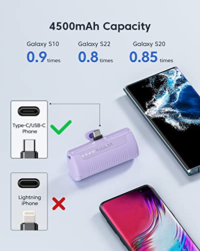 Kuulaa 4500mAh Compact USB-C Power Bank - Purple