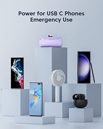 Kuulaa 4500mAh Compact USB-C Power Bank - Purple