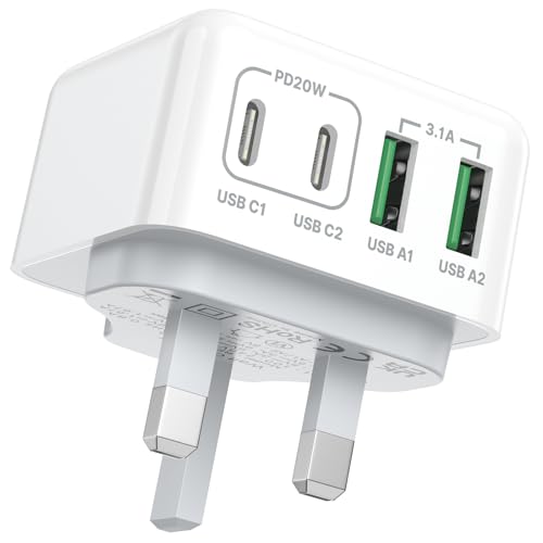 40W 4-Port USB-C Fast Charger Adapter UK