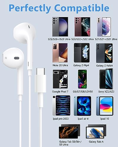 2 Pack HiFi USB-C Earbuds with Mic and Control