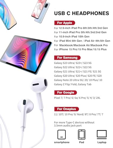 USB-C Headphones (2 Pack) with Mic & Volume Control