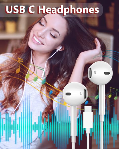 USB-C Headphones (2 Pack) with Mic & Volume Control
