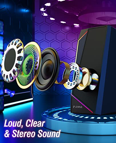LENRUE USB-C Powered Computer Speakers with Headphone Jack