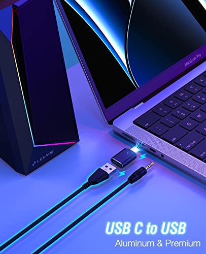 LENRUE USB-C Powered Computer Speakers with Headphone Jack