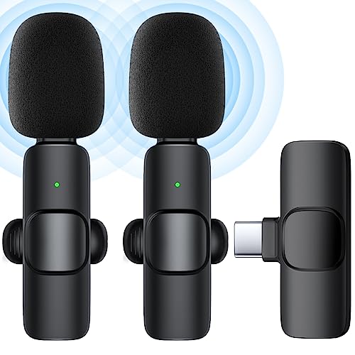 SUUWEE USB-C Wireless Lavalier Microphones, 2 Pack