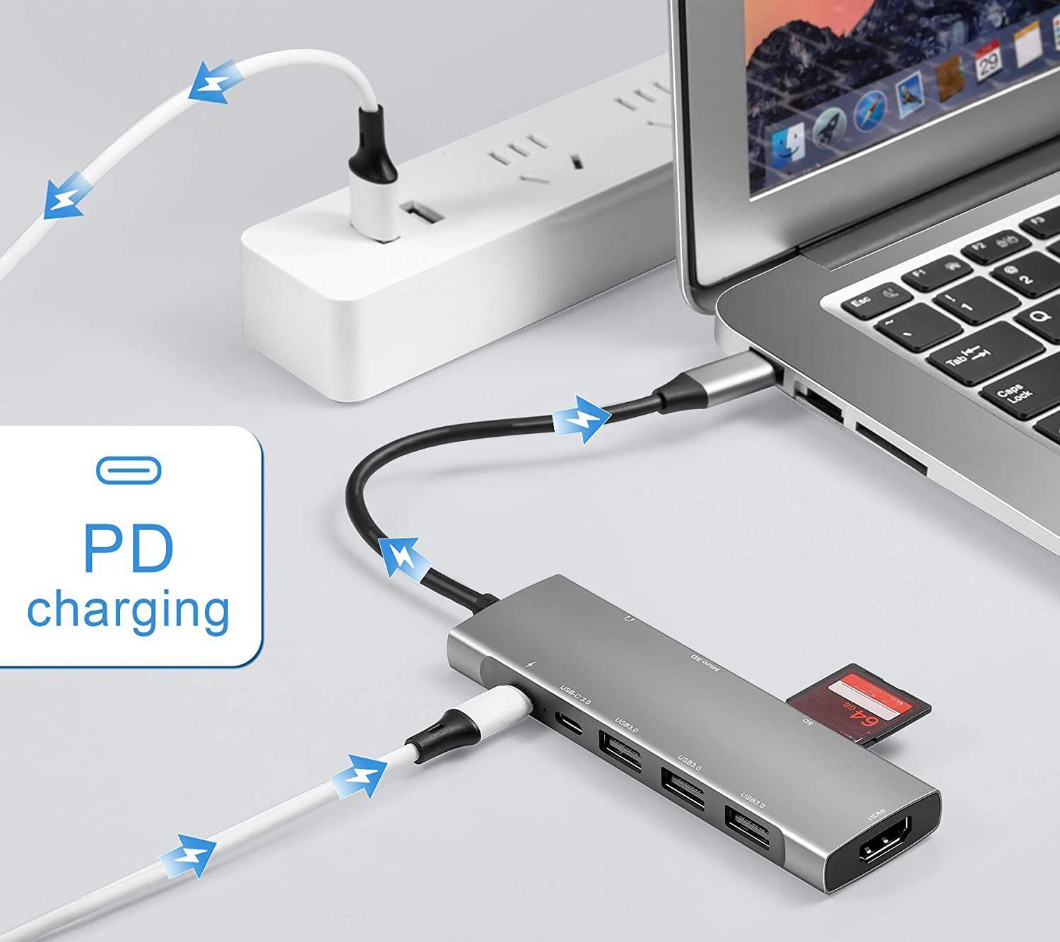 USB-C Hub 9 in 1 with Audio & Gigabit