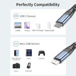 XGMATT Nylon Braided USB-C to Micro USB Cable