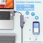 5-in-2 USB-C Ethernet Adapter with USB Hub