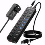 11-Port USB-C Hub with Fast Charging Ports