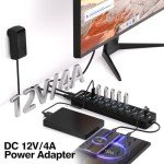 11-Port USB-C Hub with Fast Charging Ports