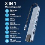 8-in-1 USB-C Hub with Ethernet and 4K Support