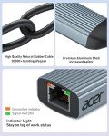 Acer USB-C to Ethernet Gigabit Adapter - Grey