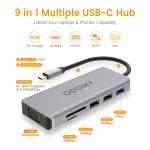 ODOMY 9-in-1 USB Ports Type-C Hub Adapter