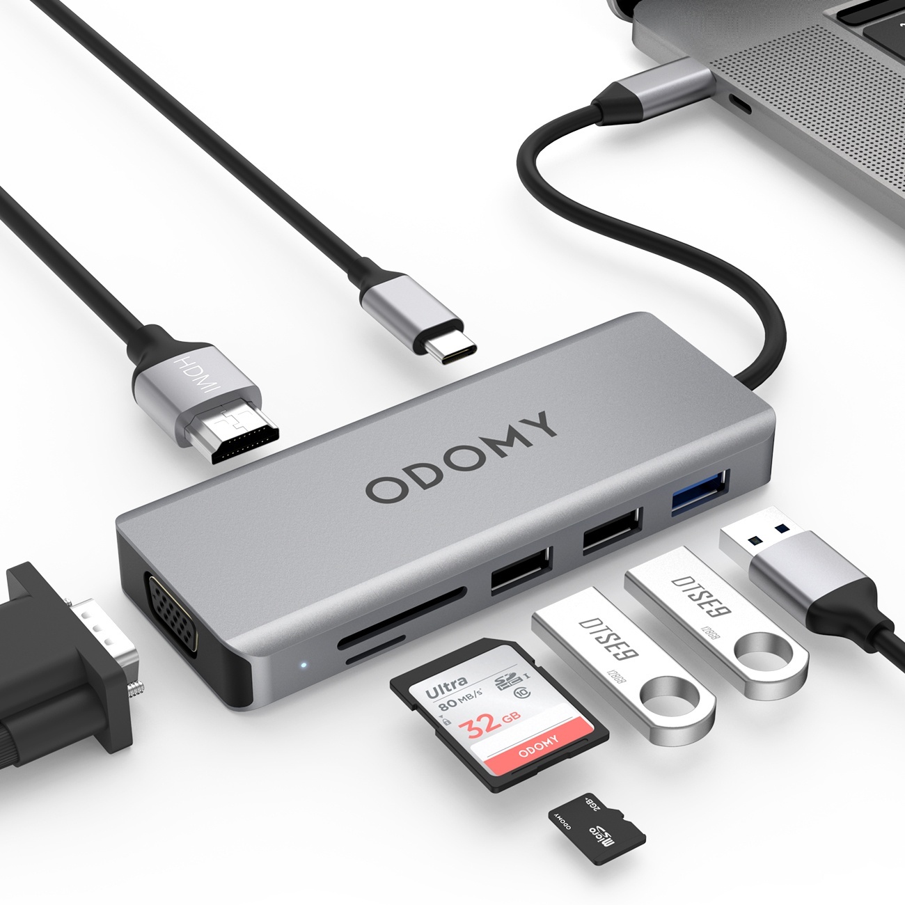 ODOMY 9-in-1 USB Ports Type-C Hub Adapter