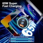 65W USB-C Car Charger Adapter with 3 Ports
