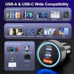 65W USB-C Car Charger Adapter with 3 Ports