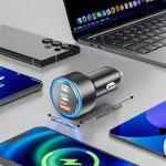 65W USB-C Car Charger Adapter with 3 Ports