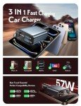 LISEN 57W Retractable USB-C Car Charger Adapter