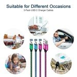 3-Pack 6FT USB-C Fast Charger Cable for Samsung