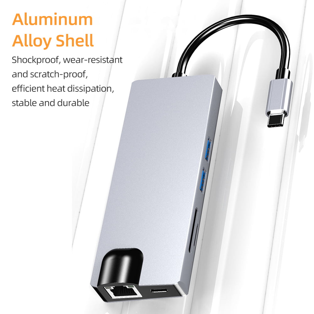 USB-C 8-in-1 Hub Converter, Aluminum Shell