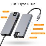 USB-C 8-in-1 Hub Converter, Aluminum Shell