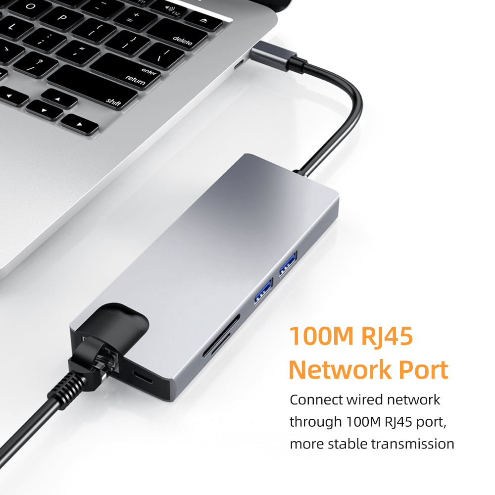 USB-C 8-in-1 Hub Converter, Aluminum Shell