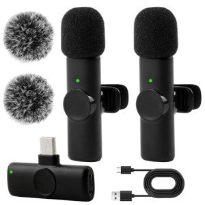 USB-C Wireless Lavalier Microphone with Noise Cancellation