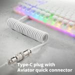 Coiled USB-C Cable for Gaming Keyboards - White