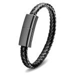 Braided Leather USB-C Charging Bracelet 8.9in